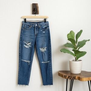 Joe's Jeans The Debbie Crop High Rise Boyfriend Distressed W25‎ Coastal Grunge